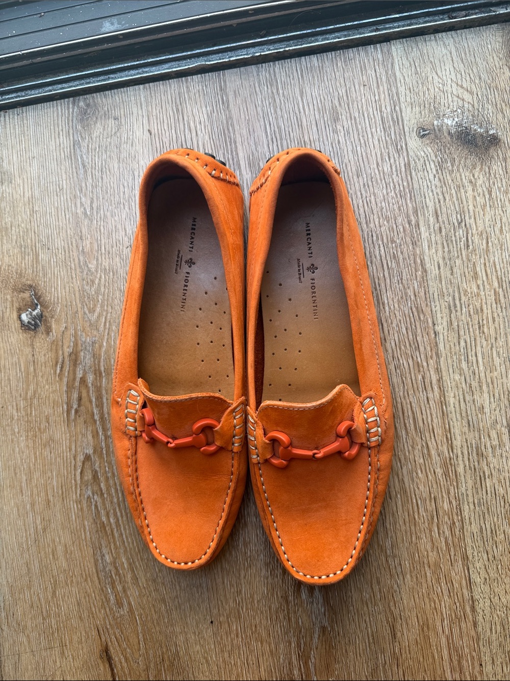 Mercanti Fiorentini Orange Suede Bit-Detail Loafers